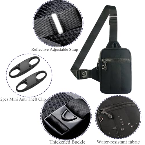 Mini Sling Bag for Men Crossbody,Small Chest Bag Casual Trendy Waterproof Lightweight Phone Crossover Daypack - color: Black Mini Anti Theft Crossbody Sling Bag