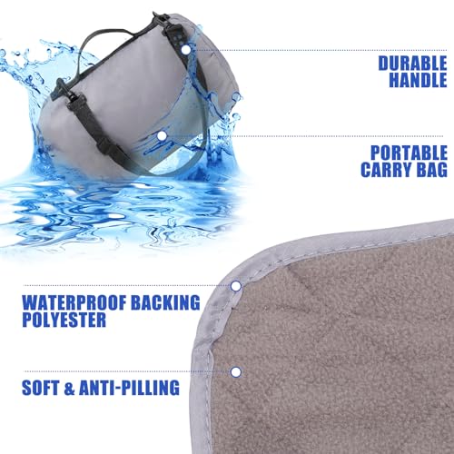 Tranqun 2 Large Outdoor Blanket 78'' x 55'' Quilted Windproof Waterproof Fleece Sandproof Stadium Foldable Warm Blanket for Camping Picnic Sporting Events Cold Weather (Gray) - color: Gray