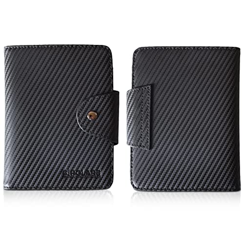 Polare Full Grain Leather Slim and Soft RFID Blocking wallet For Men Snap Bifold Travel Wallet Passport Holders 2 Passports (Carbon Black) - color: Carbon Black
