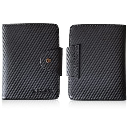 Polare Full Grain Leather Slim and Soft RFID Blocking wallet For Men Snap Bifold Travel Wallet Passport Holders 2 Passports (Carbon Black) - color: Carbon Black