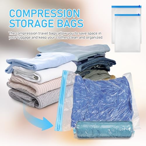 12 Pcs Travel Compression Bags Roll up Vacuum Seal Storage Bags for Clothing Space Saver Portable Packing Organizer Set 6 Pcs 35x50cm 40x50cm