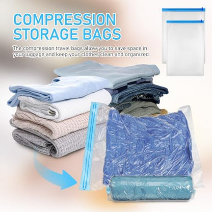12 Pcs Travel Compression Bags Roll up Vacuum Seal Storage Bags for Clothing Space Saver Portable Packing Organizer Set 6 Pcs 35x50cm 40x50cm