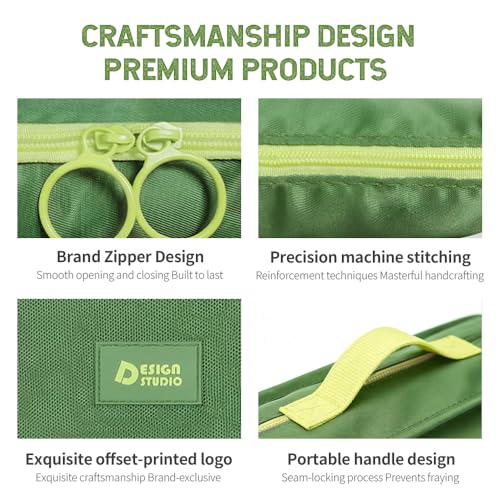 8-Piece Expandable Packing Cubes Set, Manual Zip Compression Travel Organizer with Hanging Toiletry Bag, Water Resistant Thick Fabric Clothing Storage Pouches for Carry-On & Checked Luggage (Green)