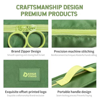 8-Piece Expandable Packing Cubes Set, Manual Zip Compression Travel Organizer with Hanging Toiletry Bag, Water Resistant Thick Fabric Clothing Storage Pouches for Carry-On & Checked Luggage (Green)