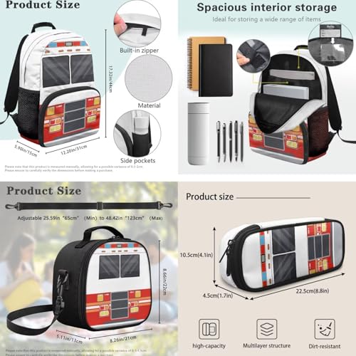 3pcs Kids Boys Backpack Sets with Reusable Insulated Lunch Box Big Capacity Pen Case Set,Car Daypack for Elementary Primary,Back to School Supplies - color: Car