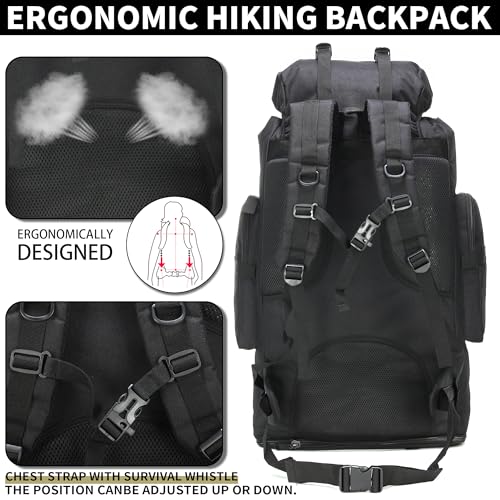 Hiking Backpack for Men 70L/100L Camping Backpack Military Rucksack Molle 3 Days Assault Pack for Climbing | Camping Backpack - color: 100l-black