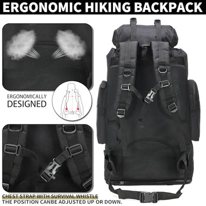 Hiking Backpack for Men 70L/100L Camping Backpack Military Rucksack Molle 3 Days Assault Pack for Climbing | Camping Backpack - color: 100l-black