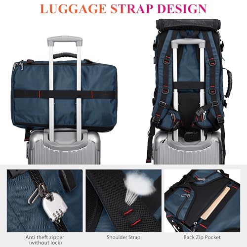 WITZMAN Carry on Travel Backpack for Men Women Airline Approved Convertible Nylon Duffle Backpack Luggage Bag (B682 Blue) - color: 04.blue
