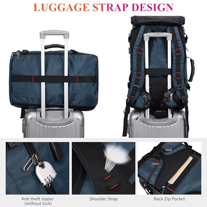 WITZMAN Carry on Travel Backpack for Men Women Airline Approved Convertible Nylon Duffle Backpack Luggage Bag (B682 Blue) - color: 04.blue