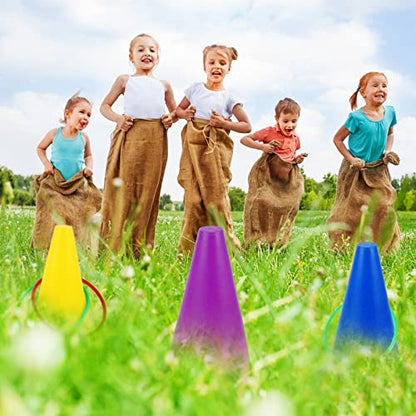 Sumind 40 Pcs Outdoor Games Burlap Potato Sack Race Bags Field Day Games Legged Race Bands Egg and Spoon Outdoor Picnic Carnival Lawn Backyard Activities for Adults Kids