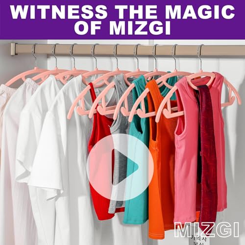 MIZGI Premium Velvet Hangers 50-Pack,No Shoulder Bump Hangers W/Tie Bar Ultra Thin Space Saving Non Slip Hanger Heavy Duty Felt Rounded Clothes Hanger for Sweaters,Coat,Jackets,Pants,Shirts - color: Blush Pink/Rose, size: 50 Pack