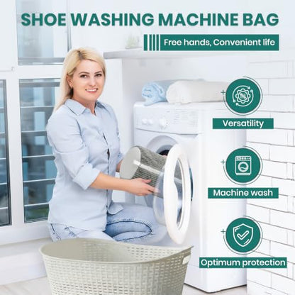 2 Pack Heavy Duty Shoe Wash Bags, 440g Reusable Sneaker Laundry Bags with Auto-Lock Zipper for Sneakers, Slippers & Boots – New2026 - color: Grey
