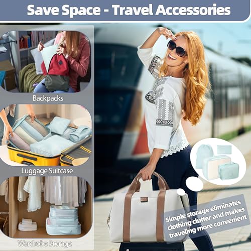 10 Pcs Set Packing Cubes - Travel Packing Organizers, Expandable Suitcase Organizer, Luggage Organizer Bags - color: BLUE