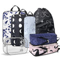 Boho Compression Packing Cubes Set (7 Piece) - Sun Moon Stars Travel Organizer Bags Travel Essential Bag for Clothes Shoes Cosmetics Toiletry - color: Black-11