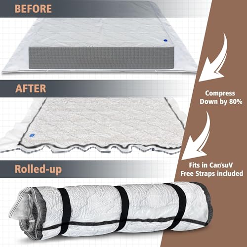 Twin Size Mattress Vacuum Bag for Memory Foam/Latex Mattress Upto 14 Inch, Moving Shipping and Storage, Waterproof and Airtight with 3 Adjustable Straps - size: TWIN XL / TWIN