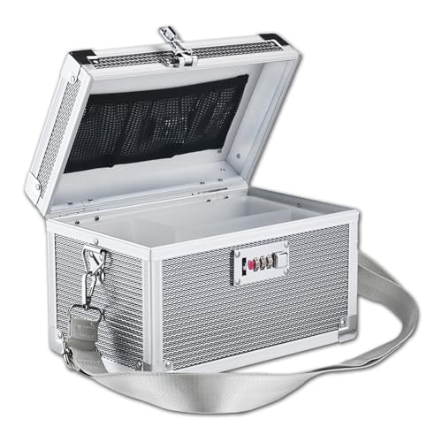 Combination Lock Box with Handle, Portable Multipurpose Locking Storage Case, Home Outdoor Security Lockbox, Organizer for Accessories Medicine Cosmetics Toys Tools (Diamond Silver, Small) - color: Diamond Silver, size: Small