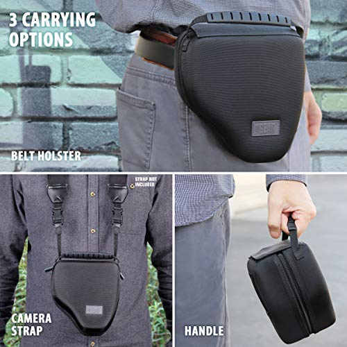 USA Gear Hard Shell Camera Case for DSLR & Mirrorless Cameras, Compatible with Canon, Nikon, Sony & Fujifilm - Fits EOS R100, Rebel T7 / 2000D, Nikon Z30, Sony A7III / A7 IV, Fujifilm X-T5 / X-T50 - color: Hard Case - Black