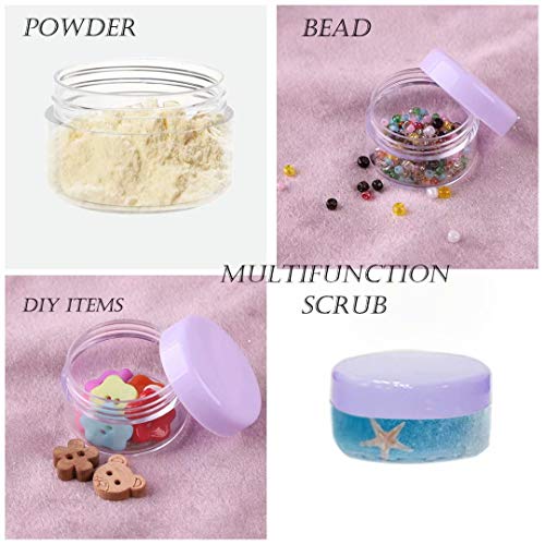 5 Gram Sample Containers with Lids, Mini Makeup Containers, Empty Plastic Travel Cosmetic Containers with Labels(25 Count, Purple Lid) - color: Purple