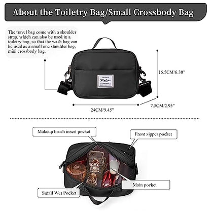 Weekender Bags for Women,Personal Item Travel Bag with Shoes Compartment,Overnight Travel Duffel Bag with Toiletry Bag,Medium - color: Black, size: Medium