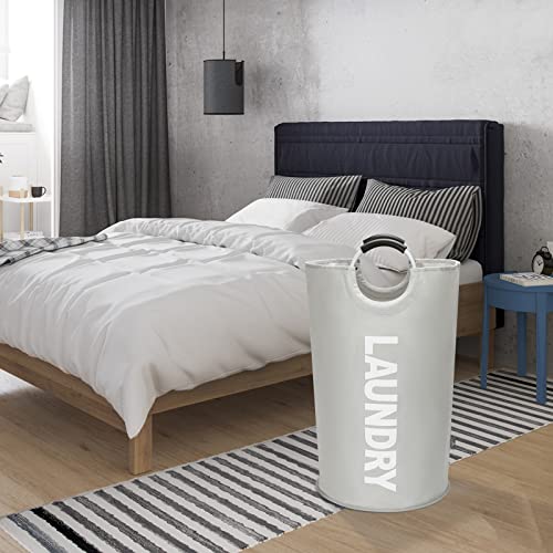 DOKEHOM 95L Large Laundry Basket, Collapsible Laundry Bag, Freestanding Tall Clothes Hamper, Foldable Washing Bin (Grey) - color: Light Grey, size: 95L