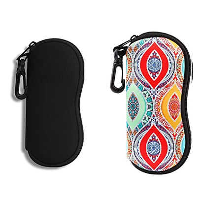 Hion Sunglasses Soft Case Ultra Light Neoprene Zipper Eyeglass Case With Belt Clip - color: 3c-2pcs-black+48