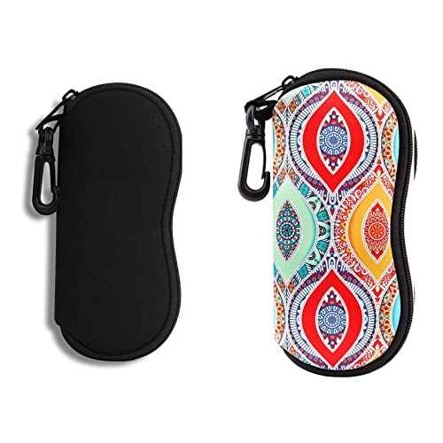 Hion Sunglasses Soft Case Ultra Light Neoprene Zipper Eyeglass Case With Belt Clip - color: 3c-2pcs-black+48