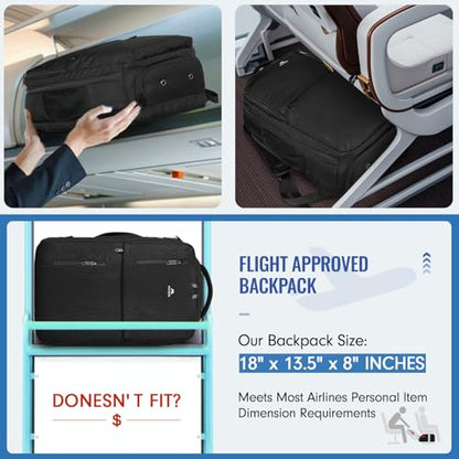 MATEIN Carry on Backpack, 40L Flight Approved Large Travel Laptop Backpack, 17 Inch Water Resistant Luggage Computer Daypack College Weekender Overnight Bag for Men & Women, Black - color: Black, size: X-Large