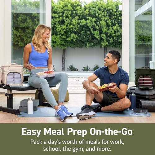 Bentgo Prep Deluxe Insulated Multimeal Bag - Lunch Box Bag, Holds 5 Meals, Premium Insulation up to 8 Hrs, Durable, Water-Resistant - Large Capacity For Adult Meal Prep (Olive Green) - color: Dark Green
