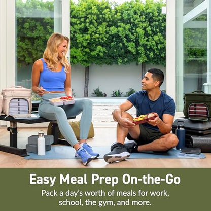 Bentgo Prep Deluxe Insulated Multimeal Bag - Lunch Box Bag, Holds 5 Meals, Premium Insulation up to 8 Hrs, Durable, Water-Resistant - Large Capacity For Adult Meal Prep (Olive Green) - color: Dark Green