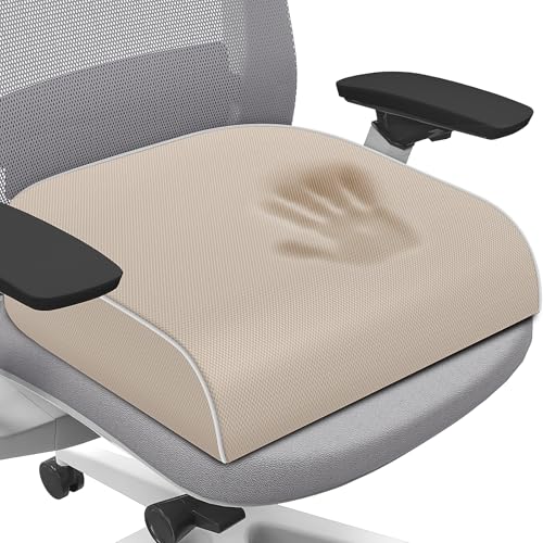 SweetSlubr Seat Cushion for Tailbone Pain Relief, Office Chair Cushion, Memory Foam Large Chair Pad with Non-Slip Cover for Soft Support at Office Chair, Car Seat, Airplane Beige/X-Large - color: Beige, size: X-Large