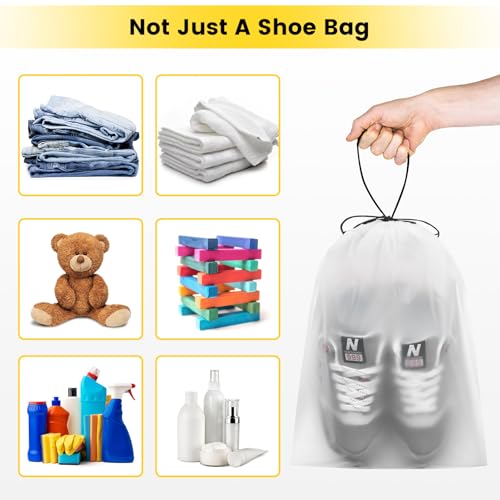 Vorspack Shoe Bags for Travel - 6 Pcs Transparent Drawstring Backpack Travel Shoe Bag Clear Drawstring Bag Large Shoe Organizer with Rope Travel Essentials for Men Women