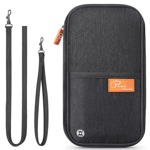 VanFn RFID Travel Passport Wallet, Family Passport Holder, Trip Document Organizer P.Travel Series - color: Pure Black