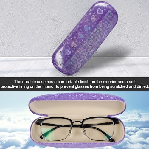Joyberg Glasses Case, 2 Pack Eyeglass Case with Cleaning Cloth, Glasses Case Hard Shell Fits Most Glasses - color: Love Purple