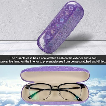 Joyberg Glasses Case, 2 Pack Eyeglass Case with Cleaning Cloth, Glasses Case Hard Shell Fits Most Glasses - color: Love Purple