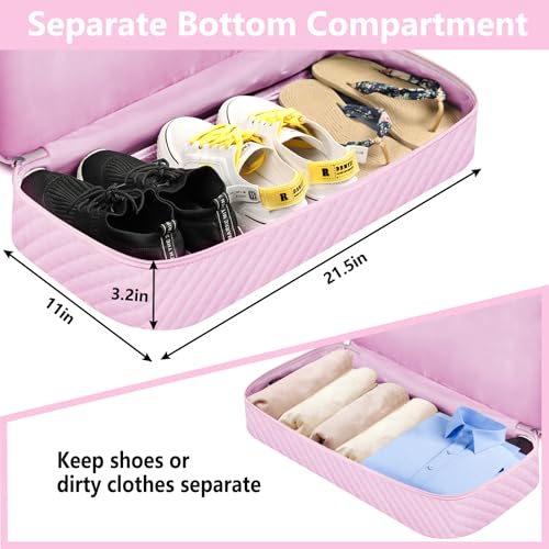 ITIEZY Weekender Overnight Bag for Women - Large Travel Duffel Bag with Shoe Compartment, Gym Duffel Bag Hospital Bag Carry On Tote Bags for Airplanes with Crossbody Bag Toiletry Bag 3Pcs Set - color: 9a-Pink