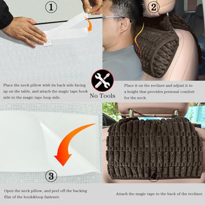 Memory Foam Recliner Neck Pillow. | Breathable pressure relieving ergonomic cushion fits car, sofa, office chair, recliner. Brown,17"W×2.7"D - color: Brown, size: 17"W x 2.7"D