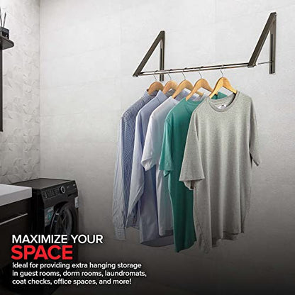 Double Foldable Clothing Rack w/ Extension Rod, Wall-Mounted Retractable Clothes Hanger for Laundry Dryer Room, Hanging Drying Rod, Small Collapsible Folding Garment Racks, Dorm Accessories (Gray) - color: Gray