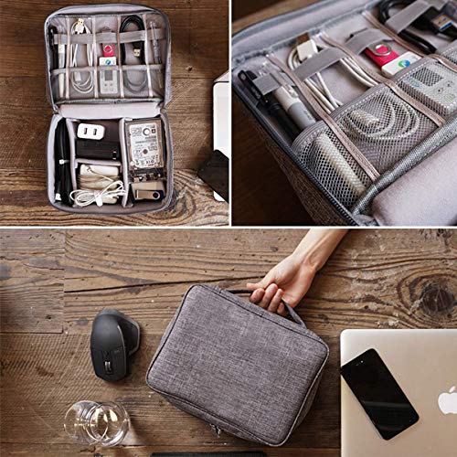 OrgaWise Electronics Organizer, Electronic Accessories Bag Travel Cable Organizer Three-Layer for iPad Mini, Kindle, Hard Drives, Cables, Chargers - color: Three-Layer-Navy
