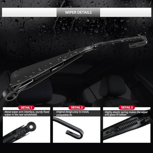 Replacement for Chevrolet Equinox 2018 2019 2020 2021 Rear Windshield Wiper Blade and Arm Assembly-All-weather Back Window Wiper Arm Blade Complete Set - size: For Chevrolet Equinox 2018-2024