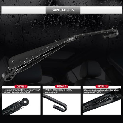 Replacement for Chevrolet/Chevy Blazer 2019-2025 Rear Windshield Wiper Blade and Arm Assembly-All-weather Back Window Wiper Arm Blade Complete Set - size: For Chevrolet Blazer 2019-2025