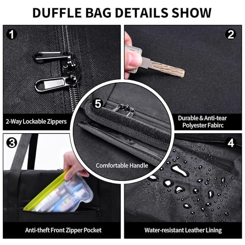 Urbanstand 48 Inch Travel Duffle Bag Extra Large Sport Equipment Duffel Bags with 2-way Lockable Zippers (Black) - color: Black, size: 48inch