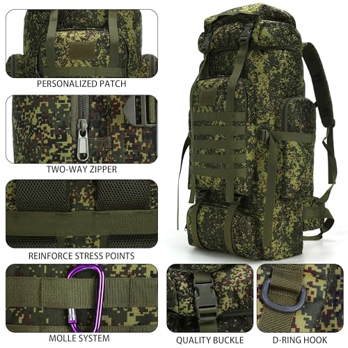 Hiking Backpack for Men 70L/100L Camping Backpack Military Rucksack Molle 3 Days Assault Pack for Climbing | Camping Backpack - color: 70l-greenmix