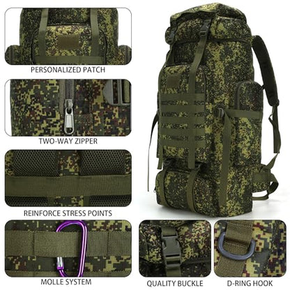 Hiking Backpack for Men 70L/100L Camping Backpack Military Rucksack Molle 3 Days Assault Pack for Climbing | Camping Backpack - color: 70l-greenmix