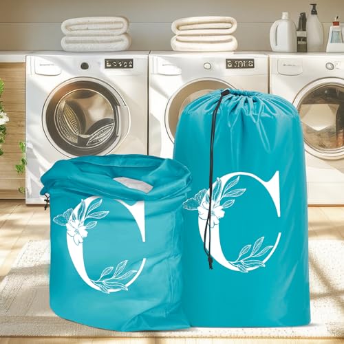 Sylfairy 2 Pack Extra Large Travel Laundry Bag, Dirty Clothes Organizer with Drawstring,Heavy Duty Travel Laundry Bags - color: Letter C