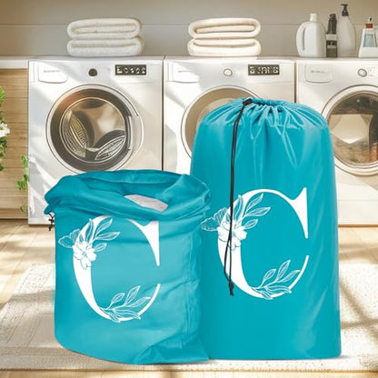 Sylfairy 2 Pack Extra Large Travel Laundry Bag, Dirty Clothes Organizer with Drawstring,Heavy Duty Travel Laundry Bags - color: Letter C
