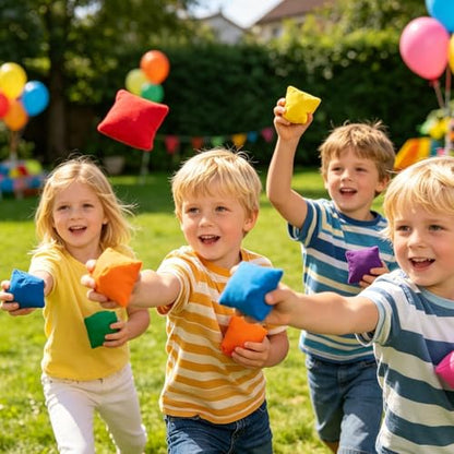 Mini Tossing Bean Bags - High Density Seam Stitchs, Bright Multi Colour Handheld Set, Portable Throwing Competition Prop, Compact Travel Friendly Geometry | Play Kit for Families & Schools