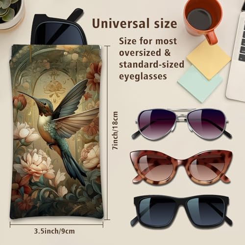 Eyeglasses Sunglasses Case PU Soft Squeeze Top Glasses Pouch for Women Men,Animal Pattern Portable Anti Scratch - color: Brown-peacock