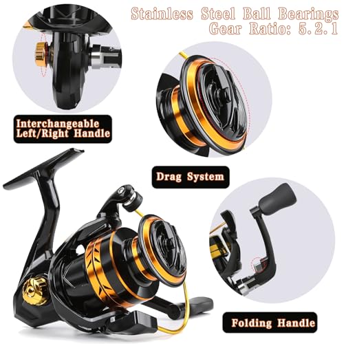 Telescopic Fishing Rod and Reel Combo – Collapsible 5.9ft Fishing Pole with Spinning Reel & Carry Bag, Travel Fishing Starter Kit for Beginners & Gifts