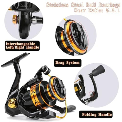 Telescopic Fishing Rod and Reel Combo – Collapsible 5.9ft Fishing Pole with Spinning Reel & Carry Bag, Travel Fishing Starter Kit for Beginners & Gifts