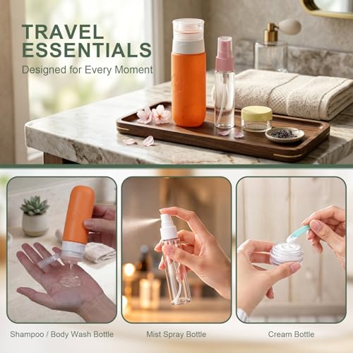 16 Pack Travel Bottles for Toiletries, Silicone TSA Approved-Containers for Toiletries, 3oz Silicone Travel Bottles Set Leak Proof Refillable Liquid, Shampoo and Conditioner Travel Toiletry Bottles - color: Green
